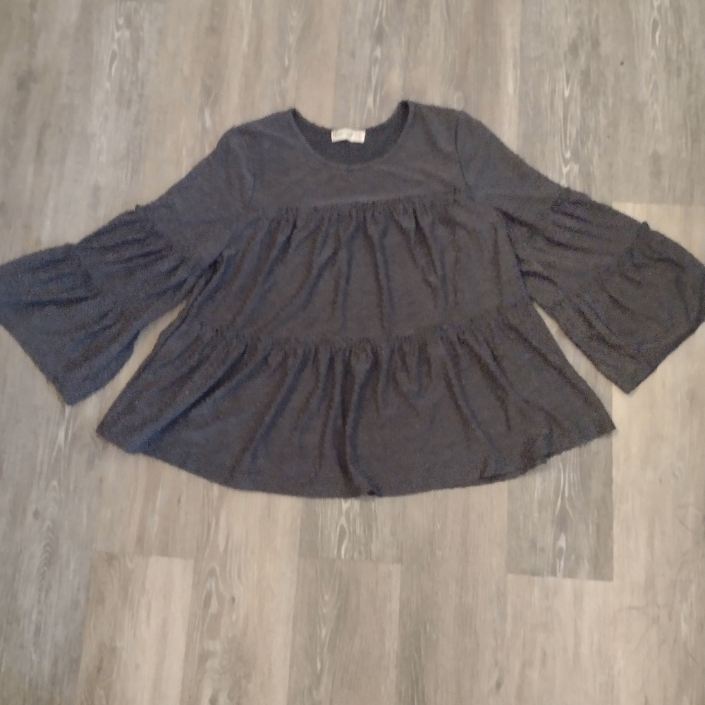 Grey New In Long Sleeve Blouse